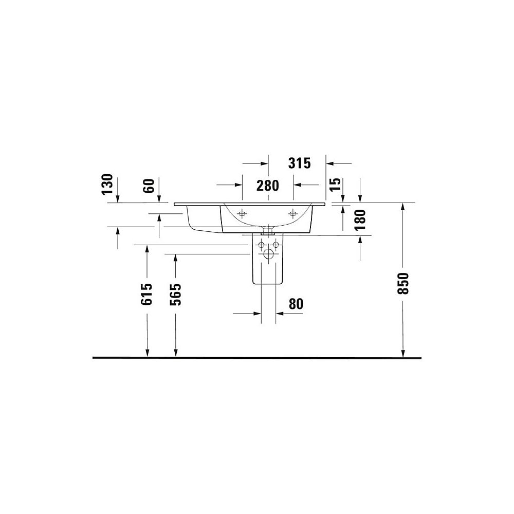 Duravit ME by Starck Waschtisch 490x830x180mm, Weiß Seidenmatt, Rechteckig, 1 Wasch... DURAVIT-2346833260 4053424893389 (Abb. 7)