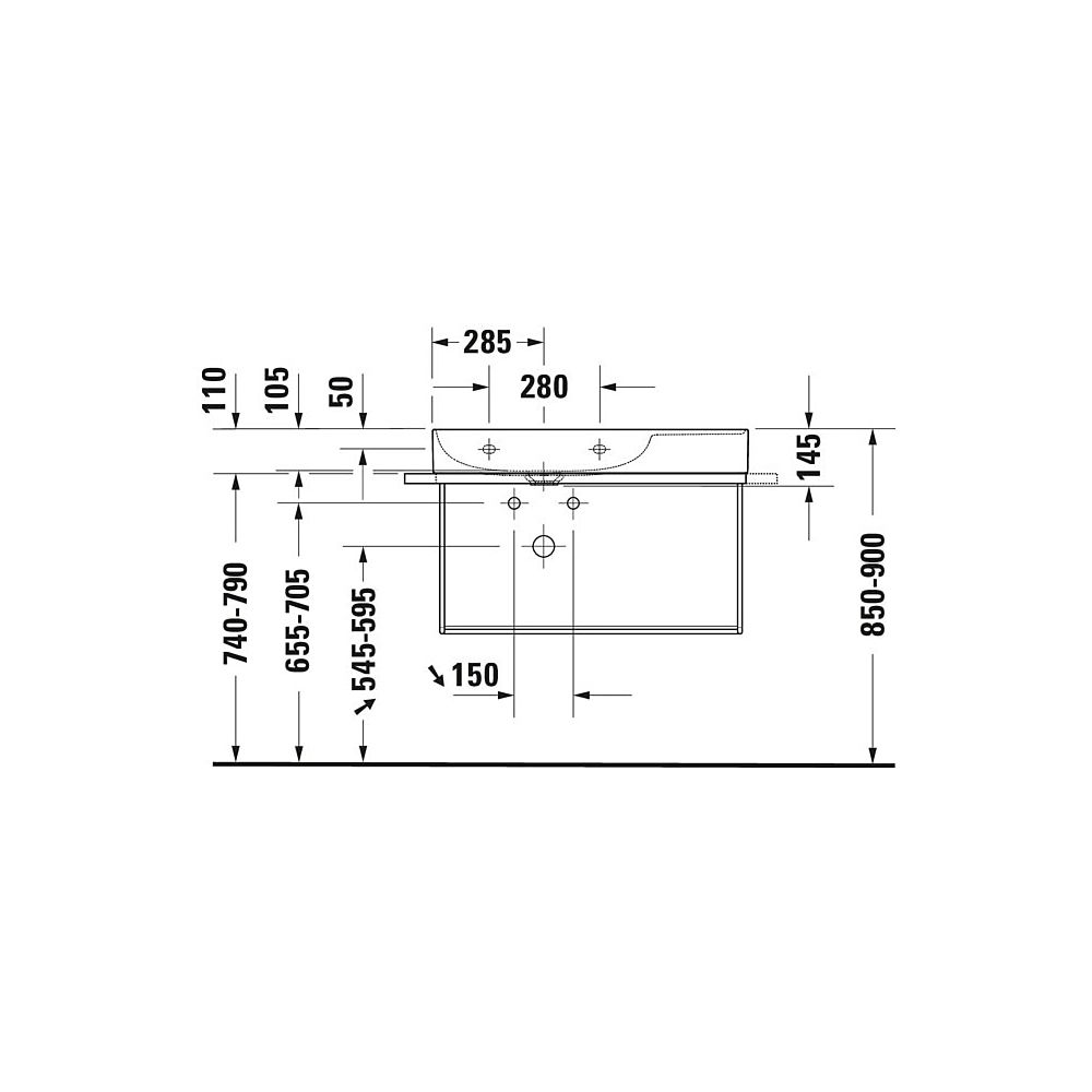 Duravit DuraSquare Metallkonsole 451x865x400mm, Mattschwarz, unter Waschtisch mit H... DURAVIT-0031124600 4053424506395 (Abb. 2)