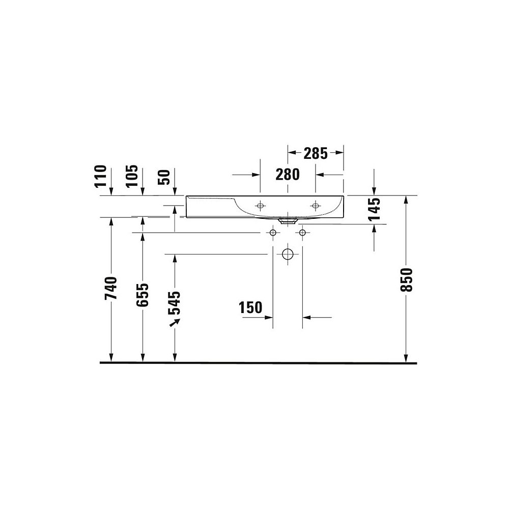 Duravit DuraSquare Waschtisch 470x800x145mm, WonderGliss, Weiß Hochglanz, Rechteck... DURAVIT-23498000791 4053424611723 (Abb. 3)