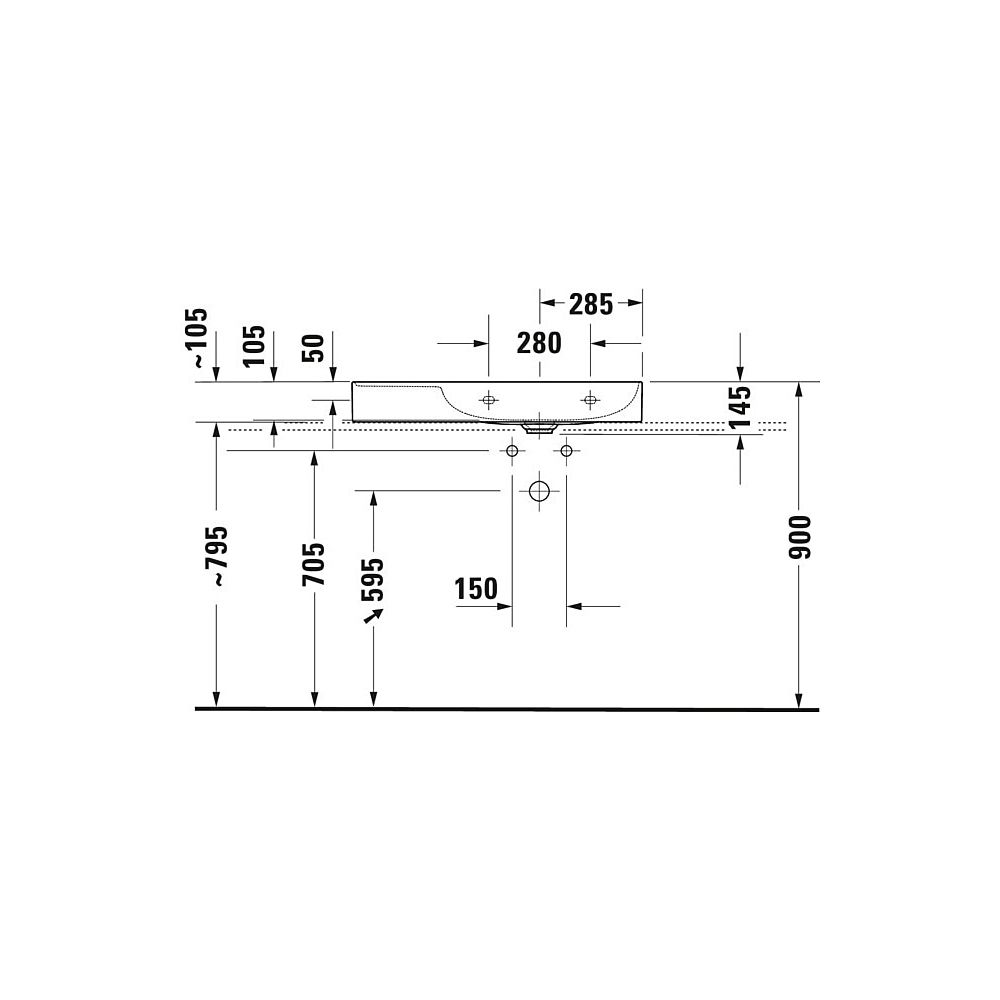 Duravit DuraSquare Waschtisch 470x800x145mm, WonderGliss, Weiß Hochglanz, Rechteck... DURAVIT-23498000791 4053424611723 (Abb. 4)