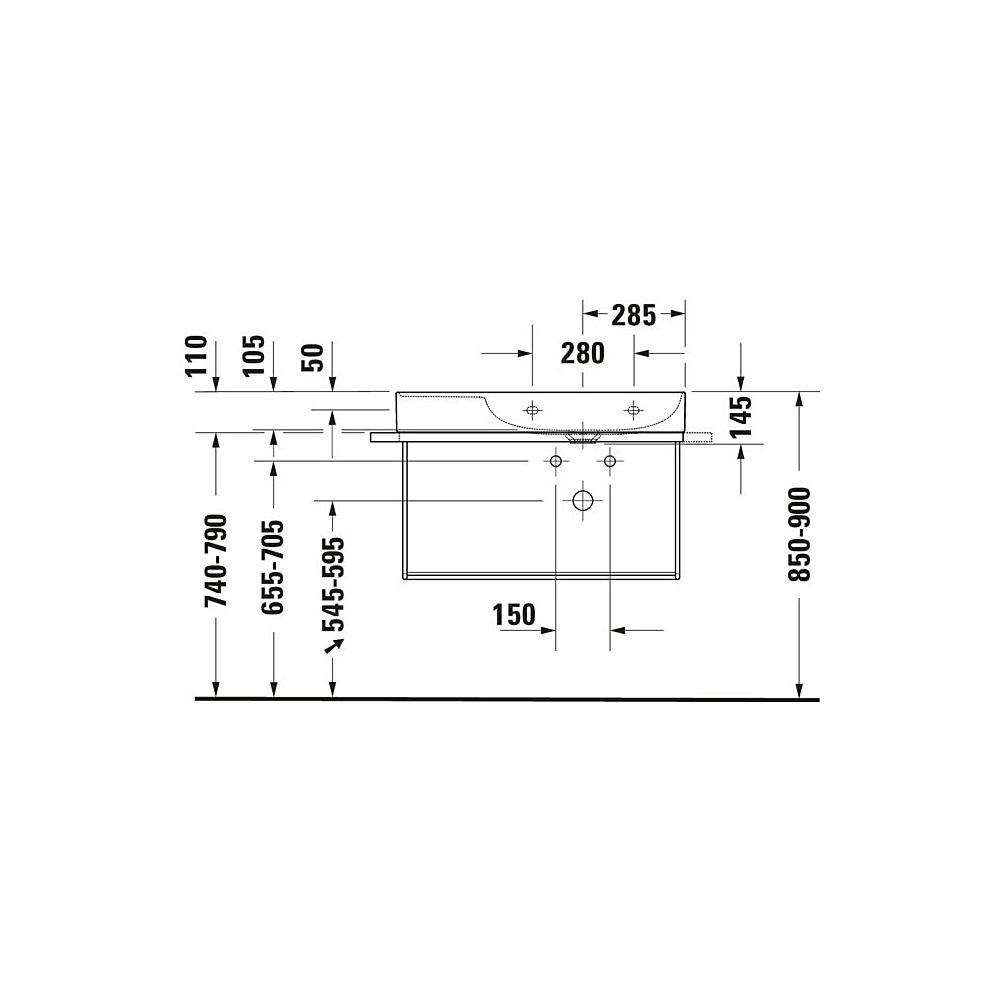Duravit DuraSquare Metallkonsole 451x865x400mm, Mattschwarz, unter Waschtisch mit H... DURAVIT-0031124600 4053424506395 (Abb. 3)