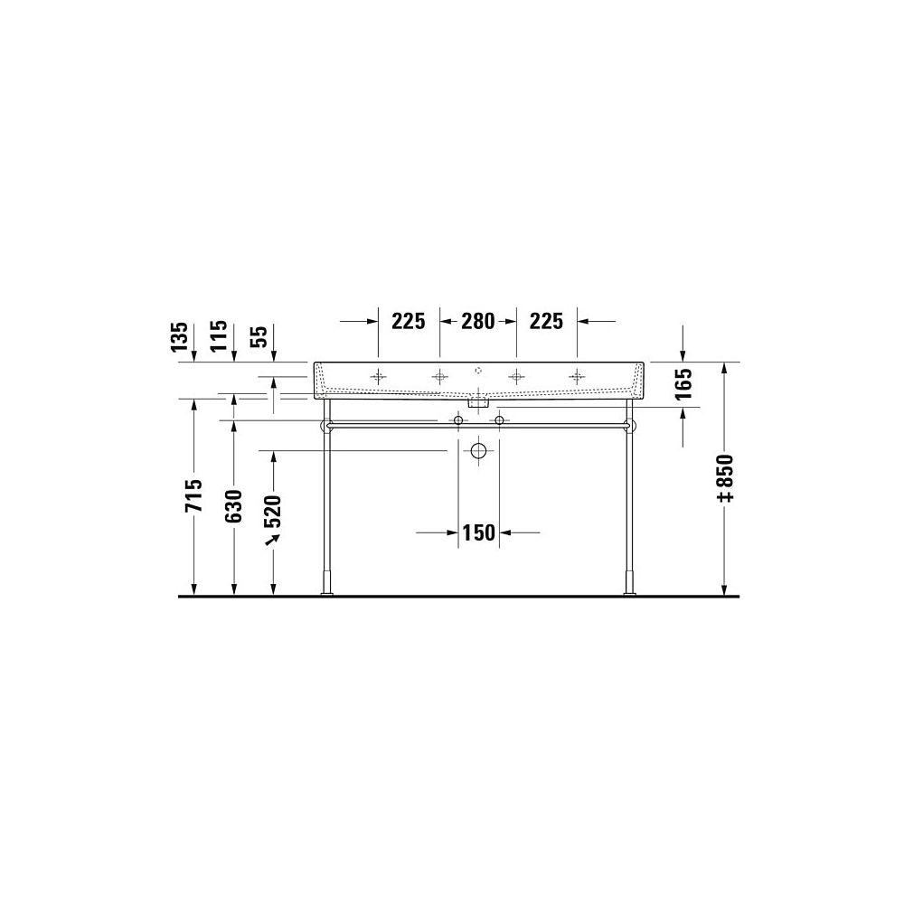 Duravit Vero Metallkonsole 425x1125x715-780mm, für 045412, Chrom poliert, Höhenvers... DURAVIT-0030741000 4021534583186 (Abb. 8)