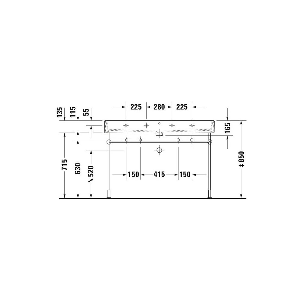 Duravit Vero Metallkonsole 425x1125x715-780mm, für 045412, Chrom poliert, Höhenvers... DURAVIT-0030741000 4021534583186 (Abb. 9)