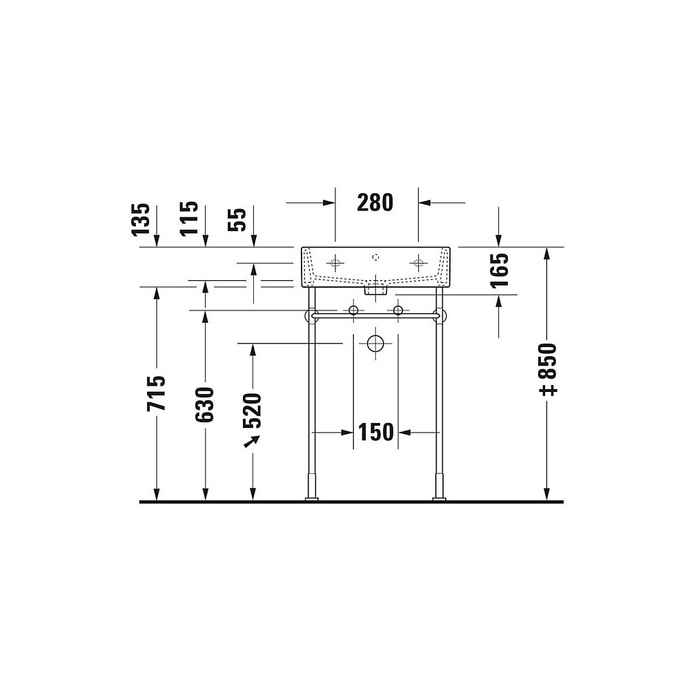 Duravit Vero Metallkonsole 425x425x715-780mm, für 045450, Chrom poliert, Höhenverst... DURAVIT-0030651000 4021534272745 (Abb. 8)
