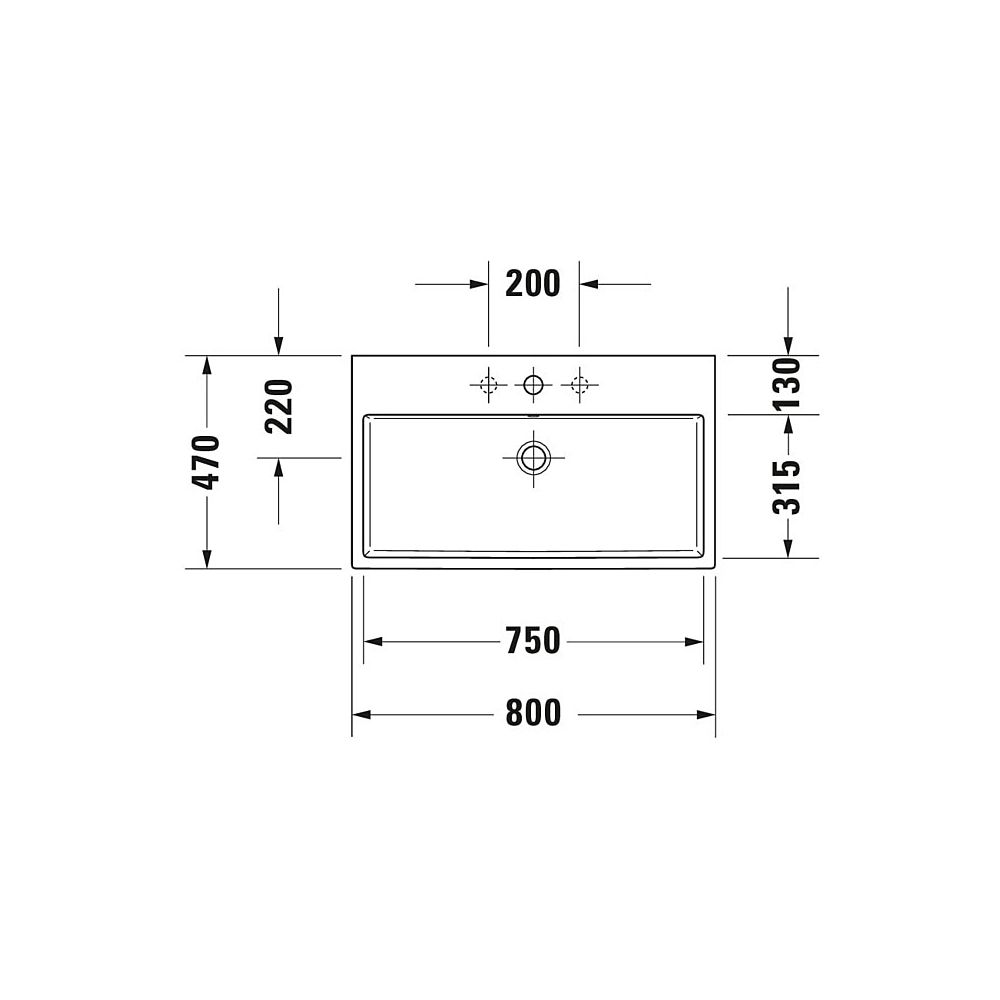Duravit Vero Air Waschtisch 470x800x165mm wandhäng., Weiß Hochglanz, Rechteckig, 1... DURAVIT-2350800000 4053424120911 (Abb. 27)