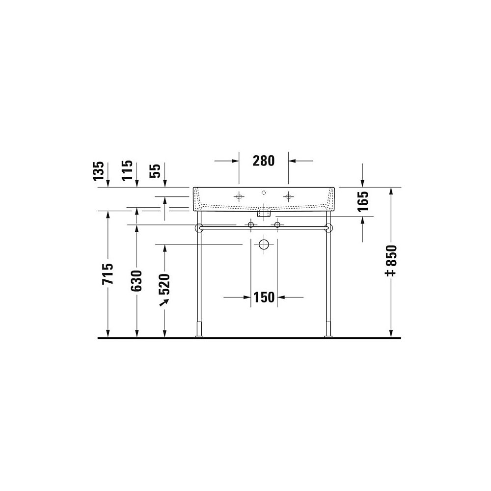 Duravit Vero Metallkonsole 425x725x715-780mm, für 045480, Chrom poliert, Höhenvers... DURAVIT-0030661000 4021534272752 (Abb. 12)