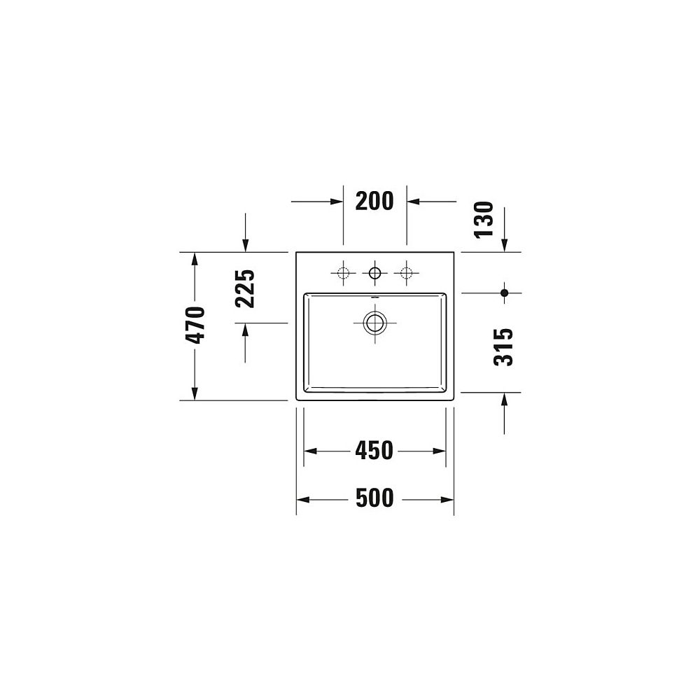 Duravit Vero Air Aufsatzbecken 500mm, Weiß Hochglanz, Rechteckig, mit HLB ohne Über... DURAVIT-2352500070 4053424188768 (Abb. 2)