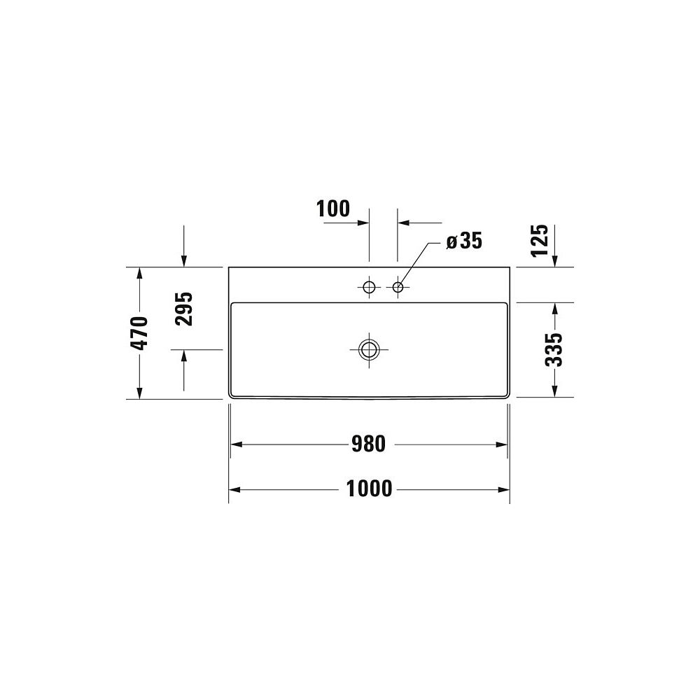 Duravit DuraSquare Waschtisch 470x1000x145mm, DuraCeram, Weiß Hochglanz, Rechteckig... DURAVIT-2353100079 4053424324296 (Abb. 6)