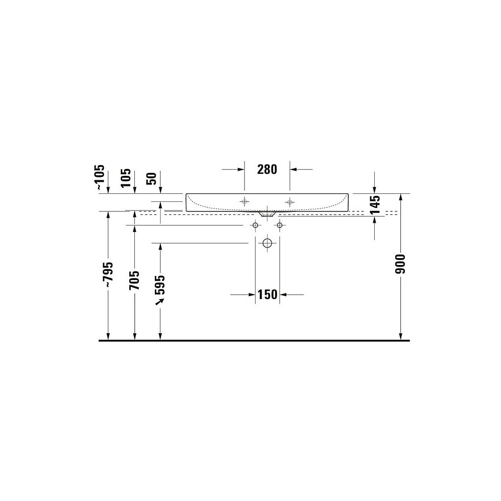 Duravit DuraSquare Waschtisch 470x1000x145mm, DuraCeram, Weiß Hochglanz, Rechteckig... DURAVIT-2353100079 4053424324296 (Abb. 7)