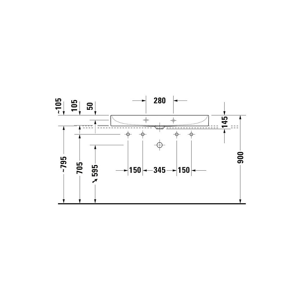 Duravit DuraSquare Waschtisch 470x1000x145mm, DuraCeram, Weiß Hochglanz, Rechteckig... DURAVIT-2353100079 4053424324296 (Abb. 8)