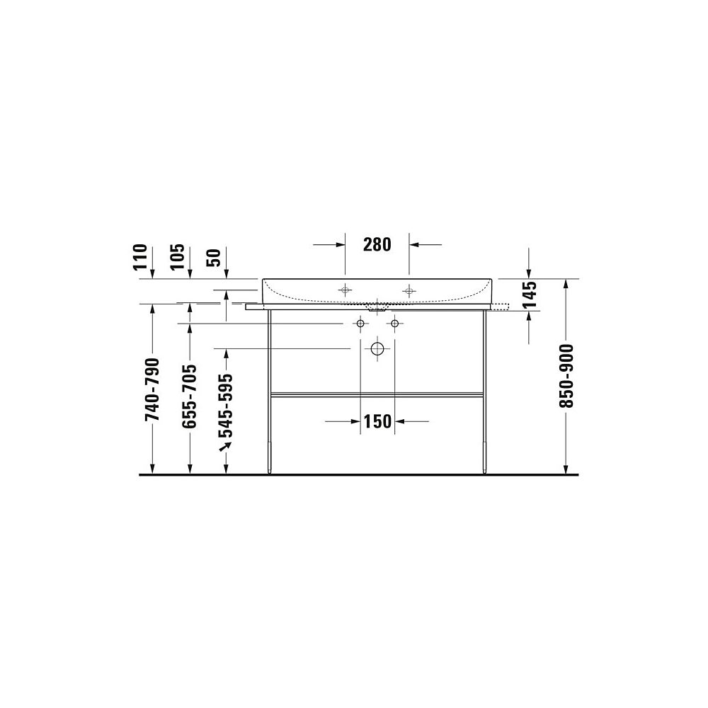 Duravit DuraSquare Metallkonsole 451x1063x740-790mm variabel, Mattschwarz, bodenste... DURAVIT-0031034600 4053424418285 (Abb. 5)