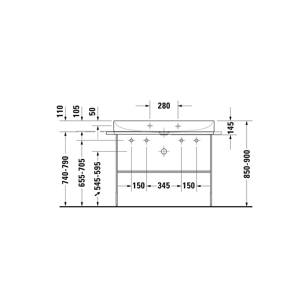 Duravit DuraSquare Metallkonsole 451x1063x740-790mm variabel, Mattschwarz, bodenste... DURAVIT-0031034600 4053424418285 (Abb. 6)
