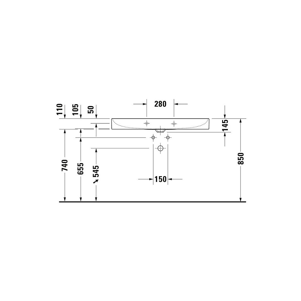 Duravit DuraSquare Waschtisch 470x1000x145mm, DuraCeram, Weiß Hochglanz, Rechteckig... DURAVIT-2353100079 4053424324296 (Abb. 9)