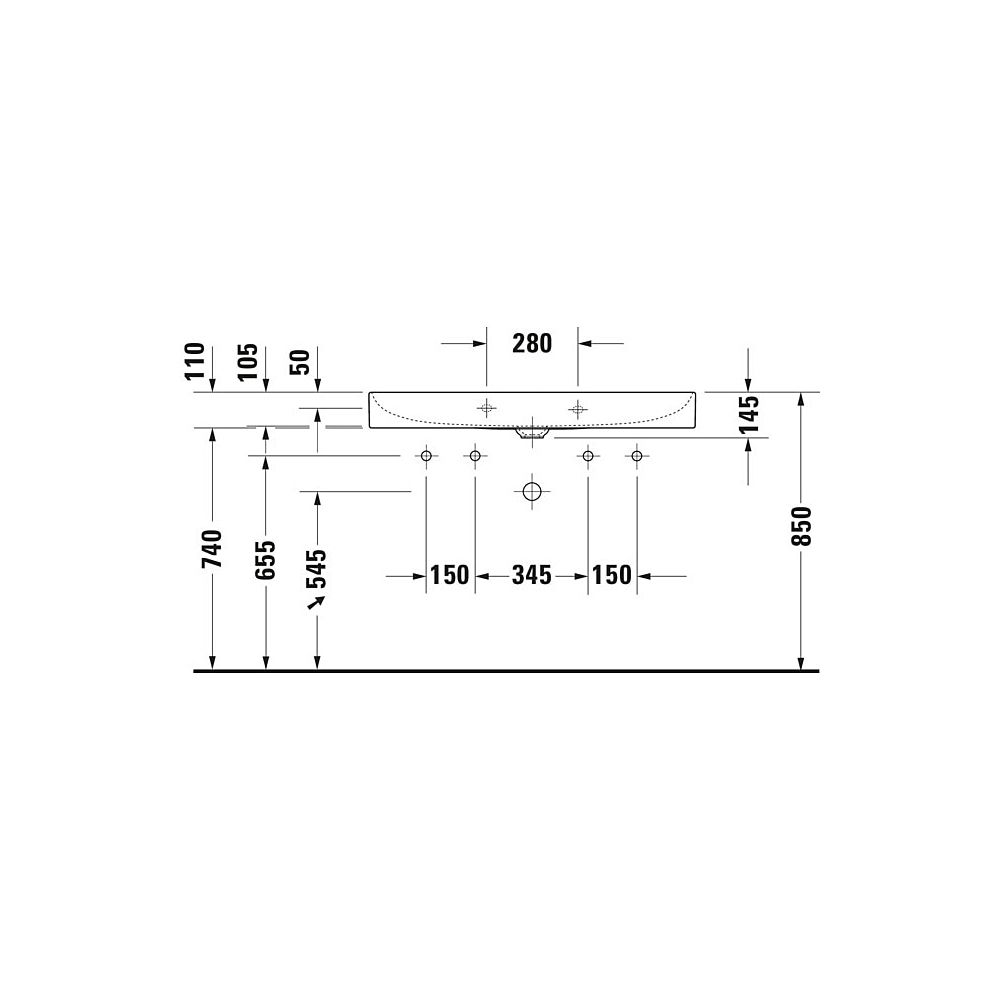 Duravit DuraSquare Waschtisch 470x1000x145mm, DuraCeram, Weiß Hochglanz, Rechtecki... DURAVIT-2353100079 4053424324296 (Abb. 10)