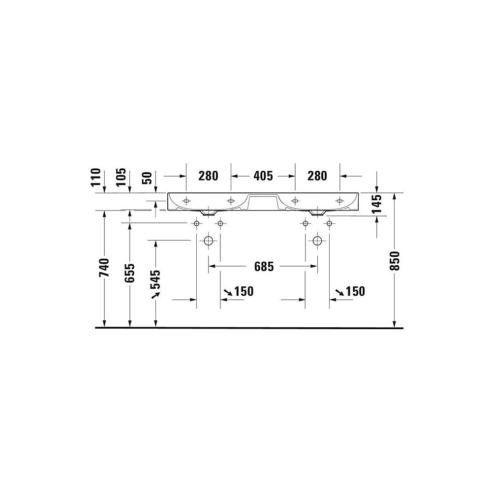 Duravit DuraSquare Waschtisch 470x1200x145mm wh, Weiß HG, Rechteckig, WonderGliss,... DURAVIT-23531200411 4053424611747 (Abb. 5)