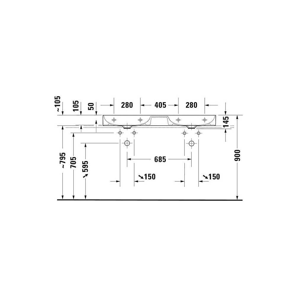 Duravit DuraSquare Waschtisch 470x1200x145mm wh, Weiß HG, Rechteckig, WonderGliss,... DURAVIT-23531200411 4053424611747 (Abb. 6)