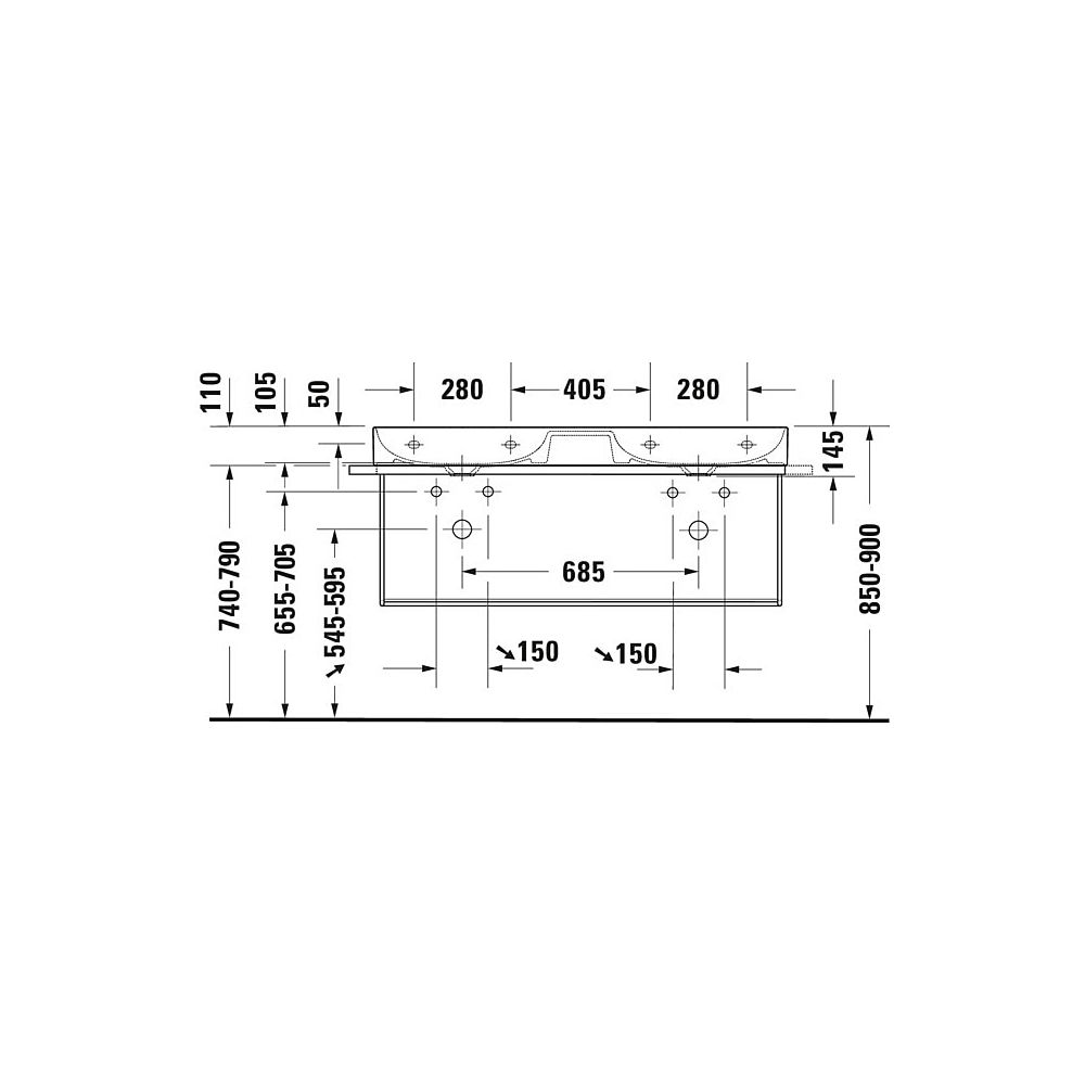Duravit DuraSquare Metallkonsole 451x1265x400mm, Mattschwarz, unter Waschtisch mit ... DURAVIT-0031184600 4053424692913 (Abb. 2)