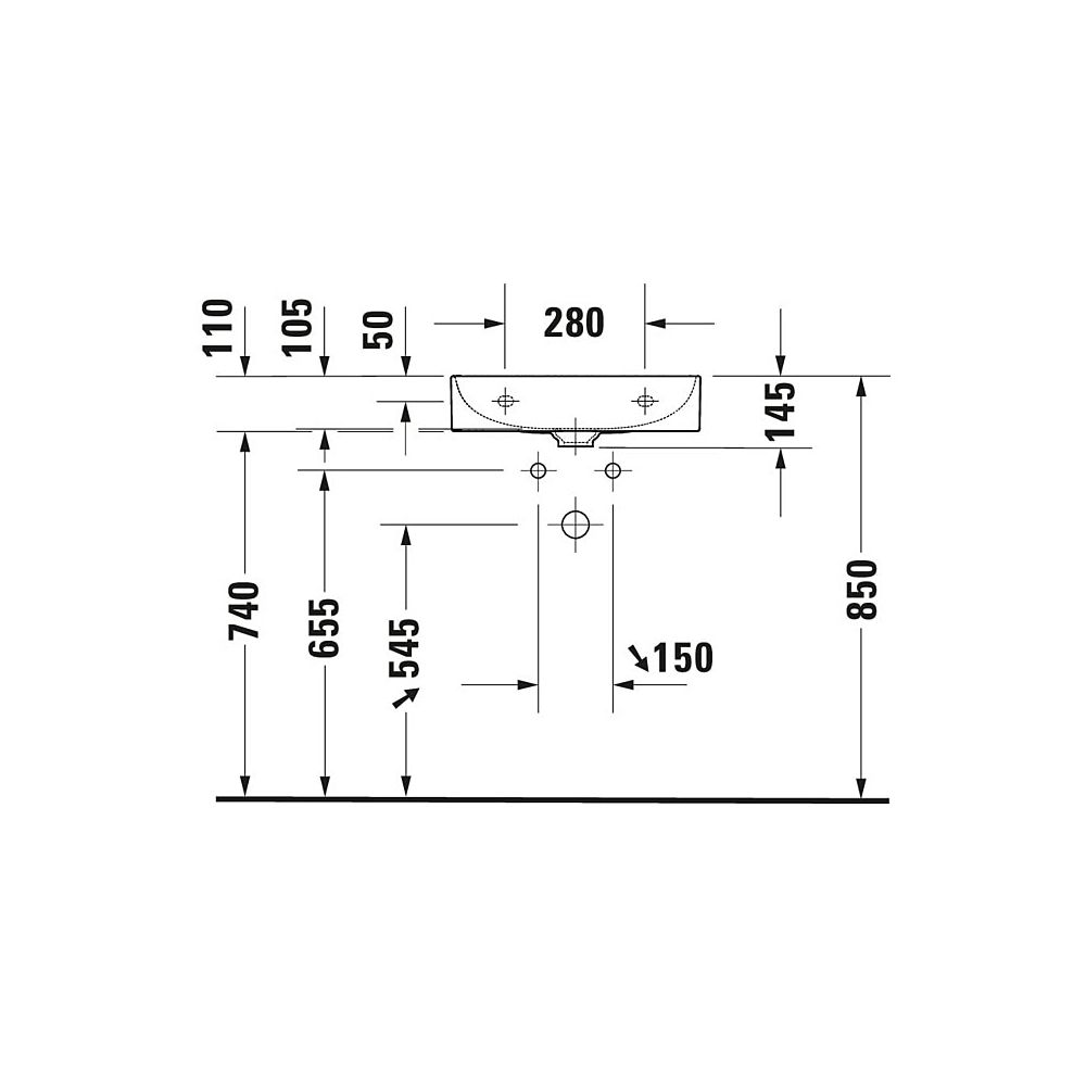 Duravit DuraSquare Waschtisch 470x500x145mm, DuraCeram, Weiß Hochglanz, Rechteckig... DURAVIT-2353500041 4053424611853 (Abb. 18)
