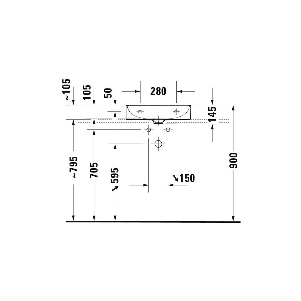 Duravit DuraSquare Waschtisch 470x500x145mm, DuraCeram, Weiß Hochglanz, Rechteckig... DURAVIT-2353500041 4053424611853 (Abb. 19)