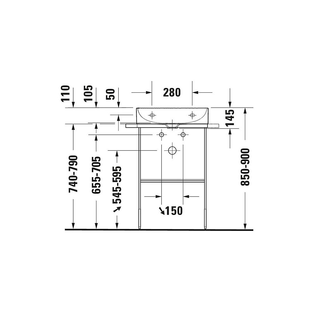 Duravit DuraSquare Metallkonsole 451x565x740-790mm variabel, Mattschwarz, bodensteh... DURAVIT-0031154600 4053424692883 (Abb. 6)
