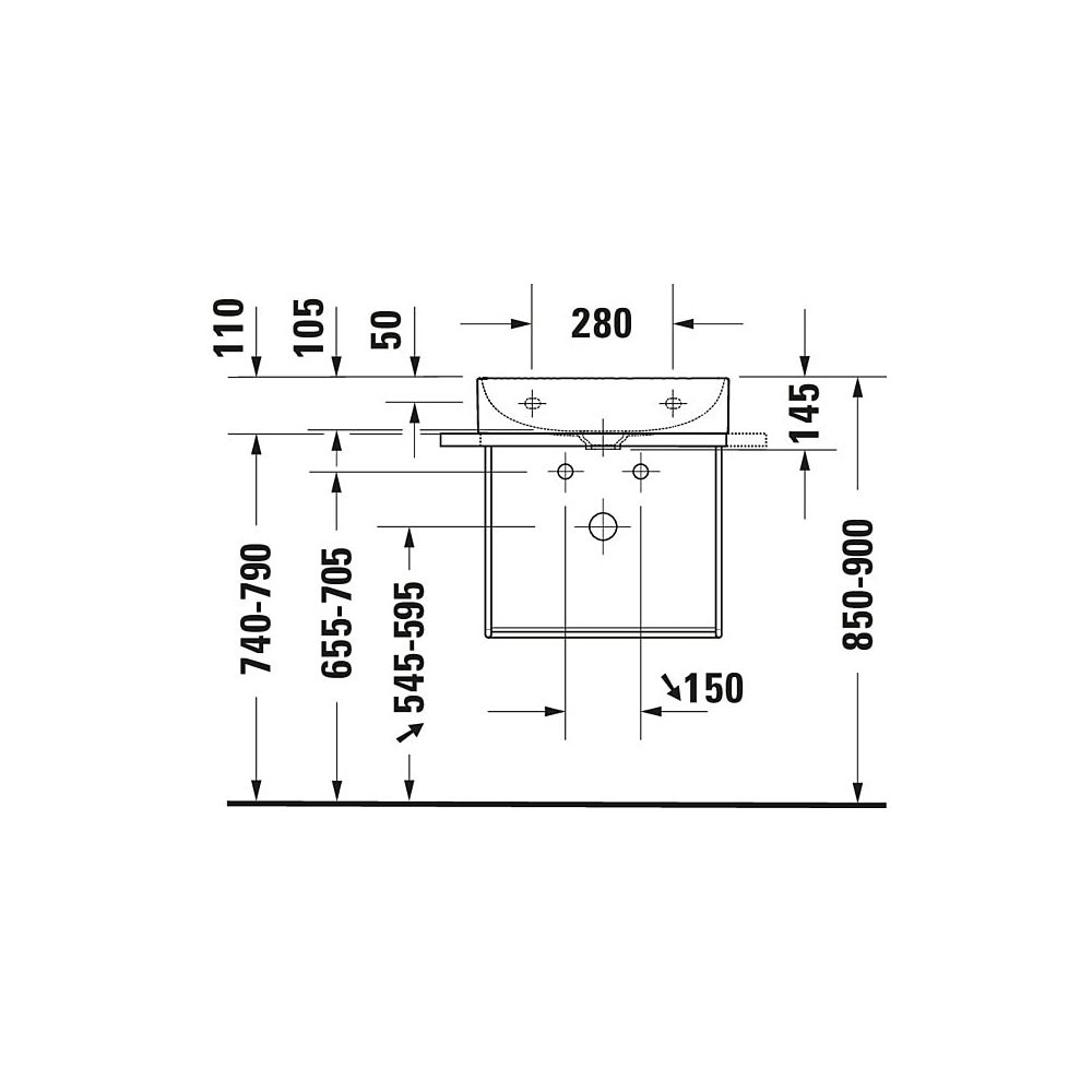 Duravit DuraSquare Metallkonsole 451x565x400mm, Mattschwarz, unter Waschtisch mit H... DURAVIT-0031164600 4053424692890 (Abb. 2)