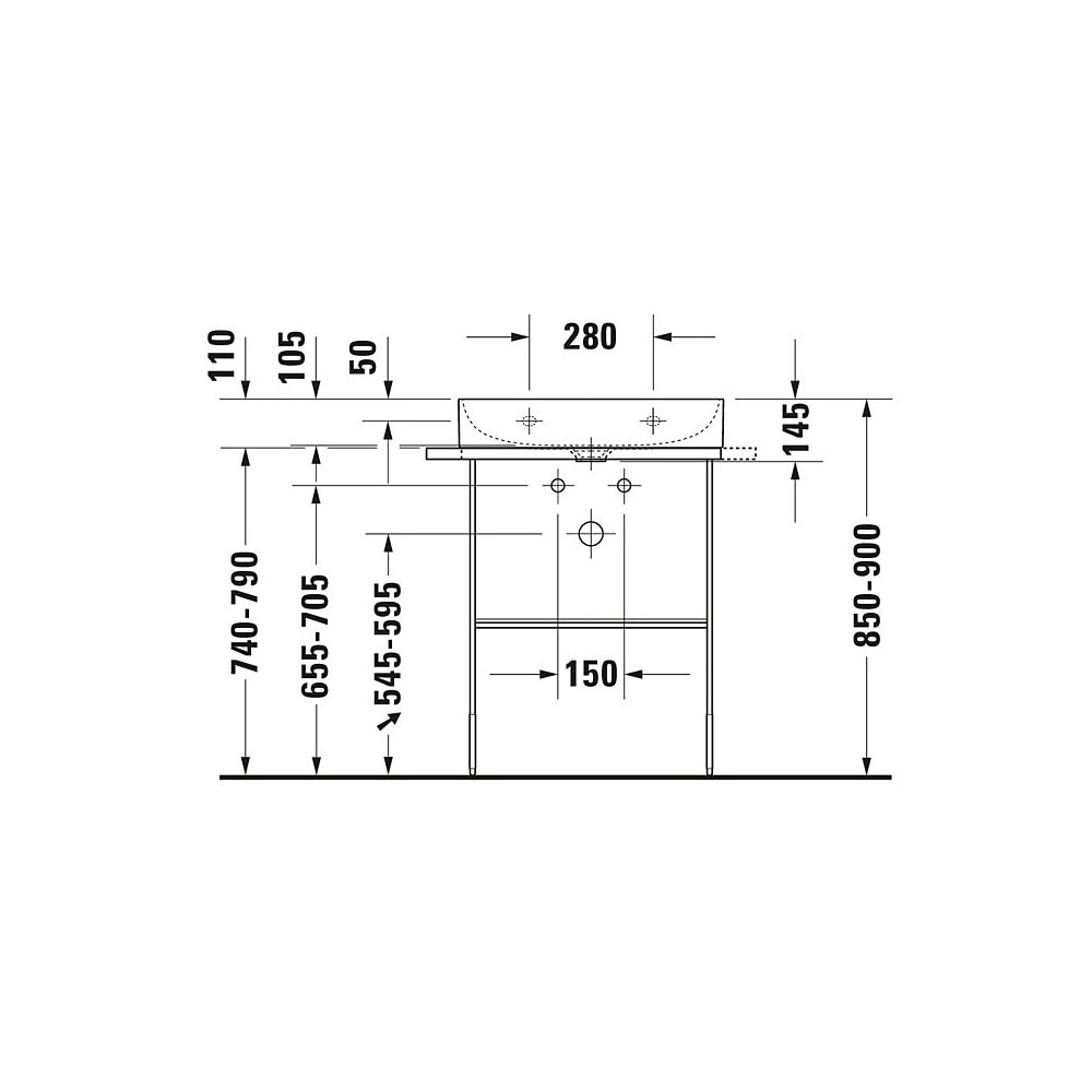 Duravit DuraSquare Metallkonsole 451x665x740-790mm variabel, Mattschwarz, bodensteh... DURAVIT-0031014600 4053424418216 (Abb. 9)