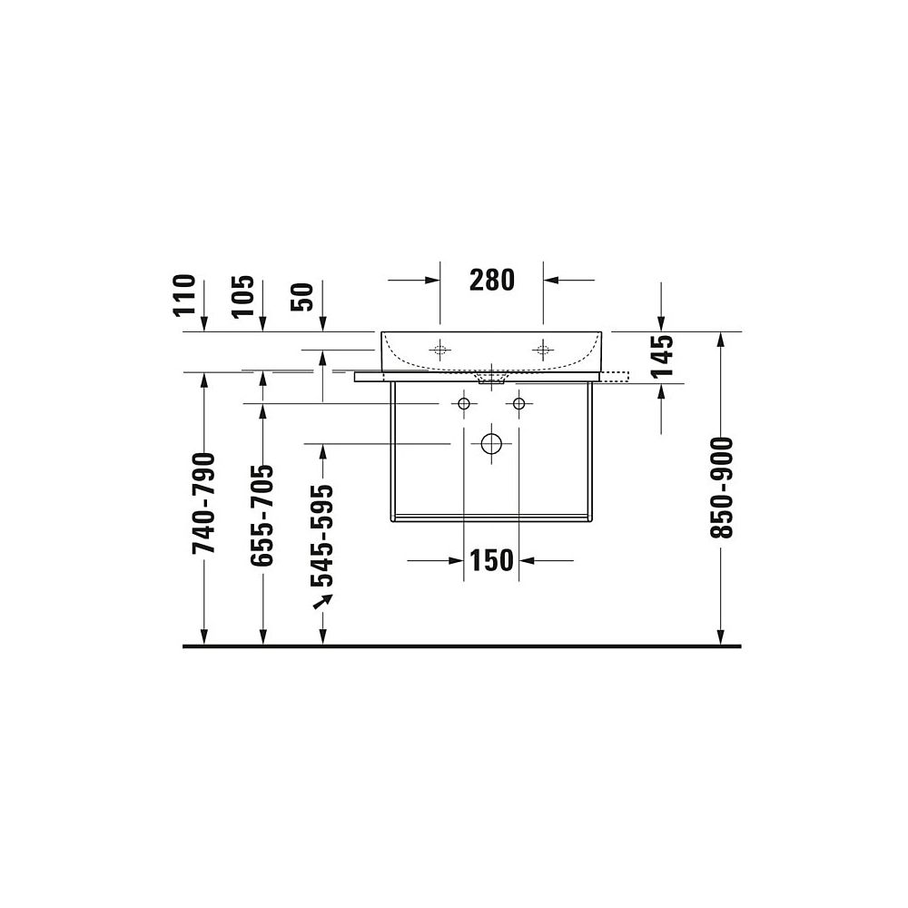 Duravit DuraSquare Metallkonsole 451x665x400mm, Mattschwarz, unter Waschtisch mit H... DURAVIT-0031024600 4053424418230 (Abb. 3)