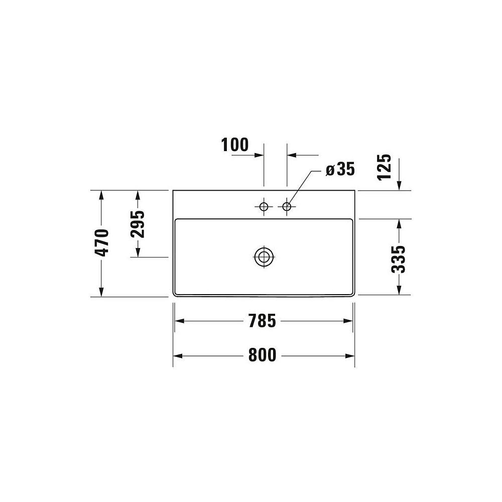 Duravit DuraSquare Waschtisch 470x800x145mm, DuraCeram, Weiß Hochglanz, Rechteckig... DURAVIT-2353800071 4053424502731 (Abb. 10)