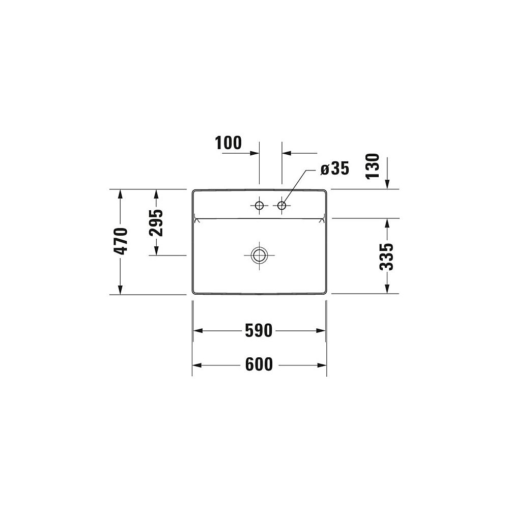 Duravit DuraSquare Aufsatzbecken 600mm, Weiß Hochglanz, DuraCeram, Rechteckig, mit... DURAVIT-2354600041 4053424151212 (Abb. 12)