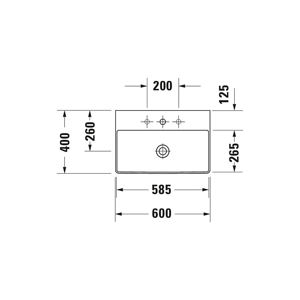 Duravit DuraSquare Waschtisch 400x600x145mm, Compact, DuraCeram, Weiß Hochglanz, Re... DURAVIT-2356600070 4053424497976 (Abb. 2)