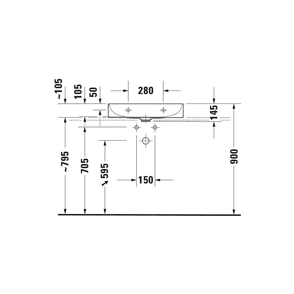 Duravit DuraSquare Waschtisch 400x600x145mm, Compact, DuraCeram, Weiß Hochglanz, Re... DURAVIT-2356600070 4053424497976 (Abb. 5)