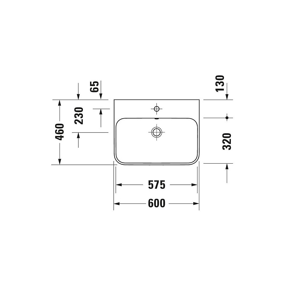 Duravit Happy D.2 Plus Aufsatzbecken 600mm, Weiß, WonderGliss, Rechteckig, mit HLB... DURAVIT-23606061601 4053424897028 (Abb. 2)