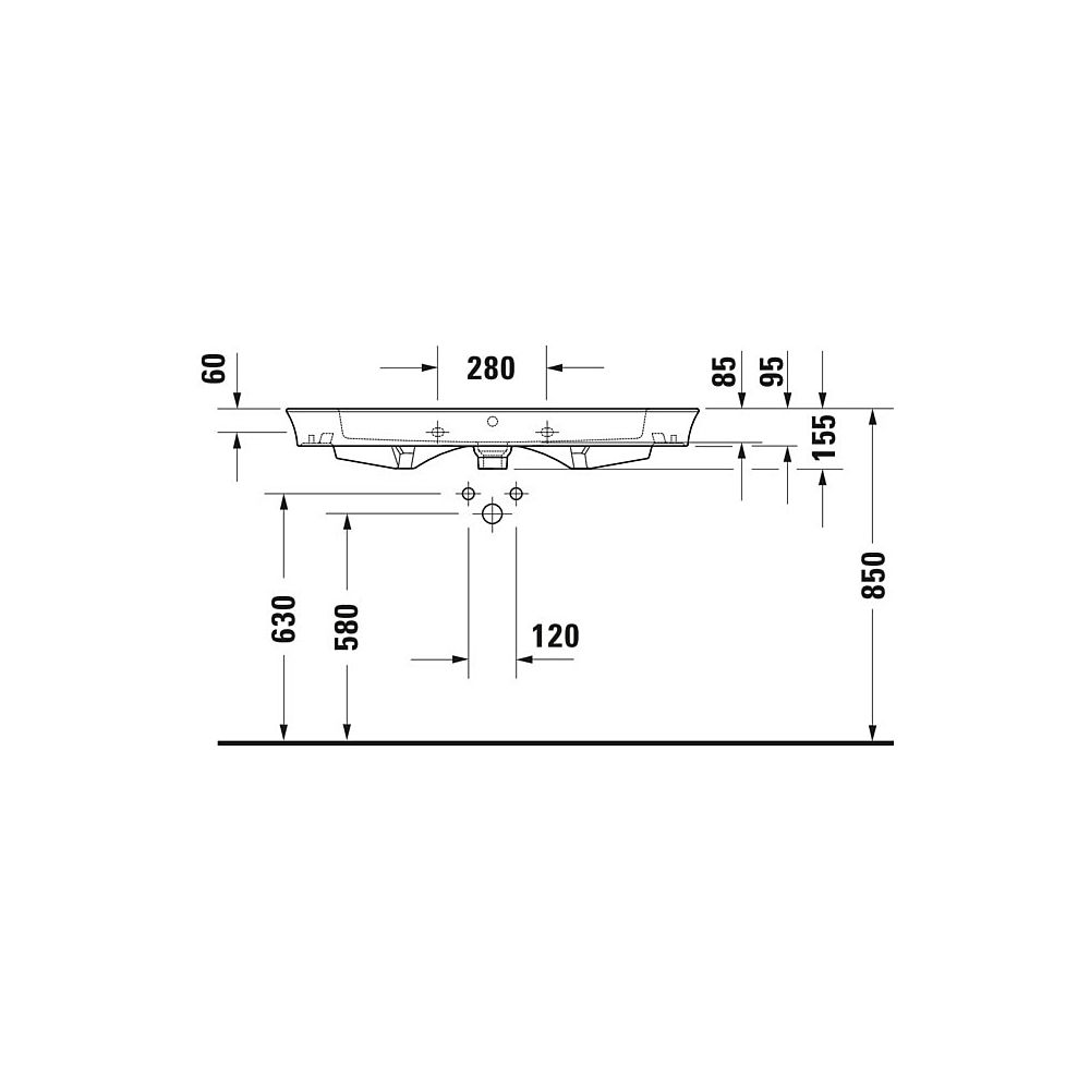 Duravit White Tulip Waschtisch 490x1055x155mm, WonderGliss, Weiß Hochglanz, Recht... DURAVIT-23631000601 4053424980072 (Abb. 11)