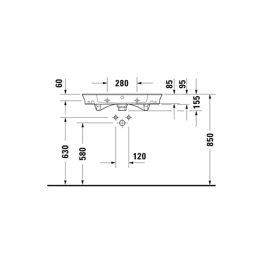 Duravit White Tulip Waschtisch 490x750x155mm, WonderGliss, Weiß Hochglanz, Rechte... DURAVIT-23637500601 4053424913629 (Abb. 11)