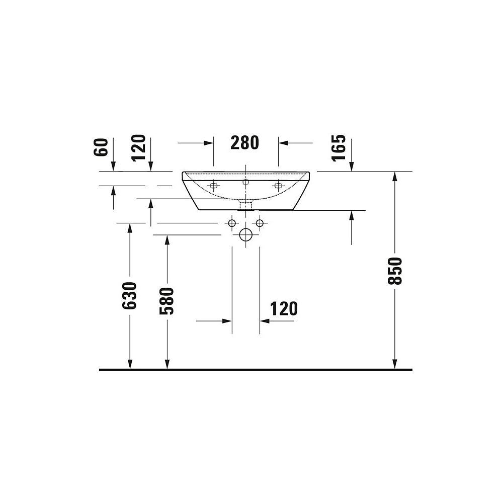 Duravit D-Neo Waschtisch 440x550x165mm wandhäng., Weiß Hochglanz, Rechteckig, 1 Wa... DURAVIT-2366550000 4063382016287 (Abb. 12)