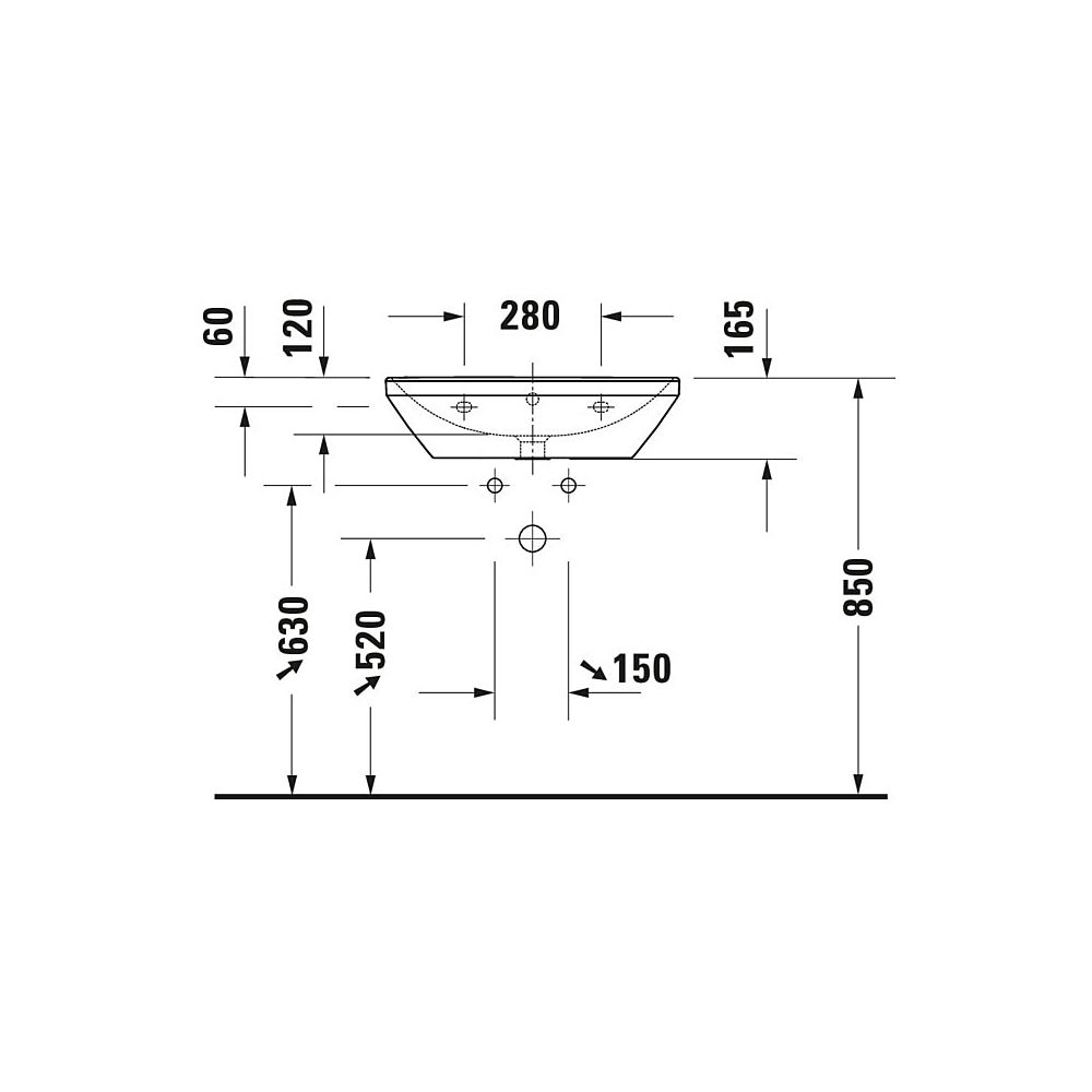 Duravit D-Neo Waschtisch 440x600x165mm wandhäng., Weiß Hochglanz, Rechteckig, 1 Wa... DURAVIT-2366600000 4053424981918 (Abb. 11)