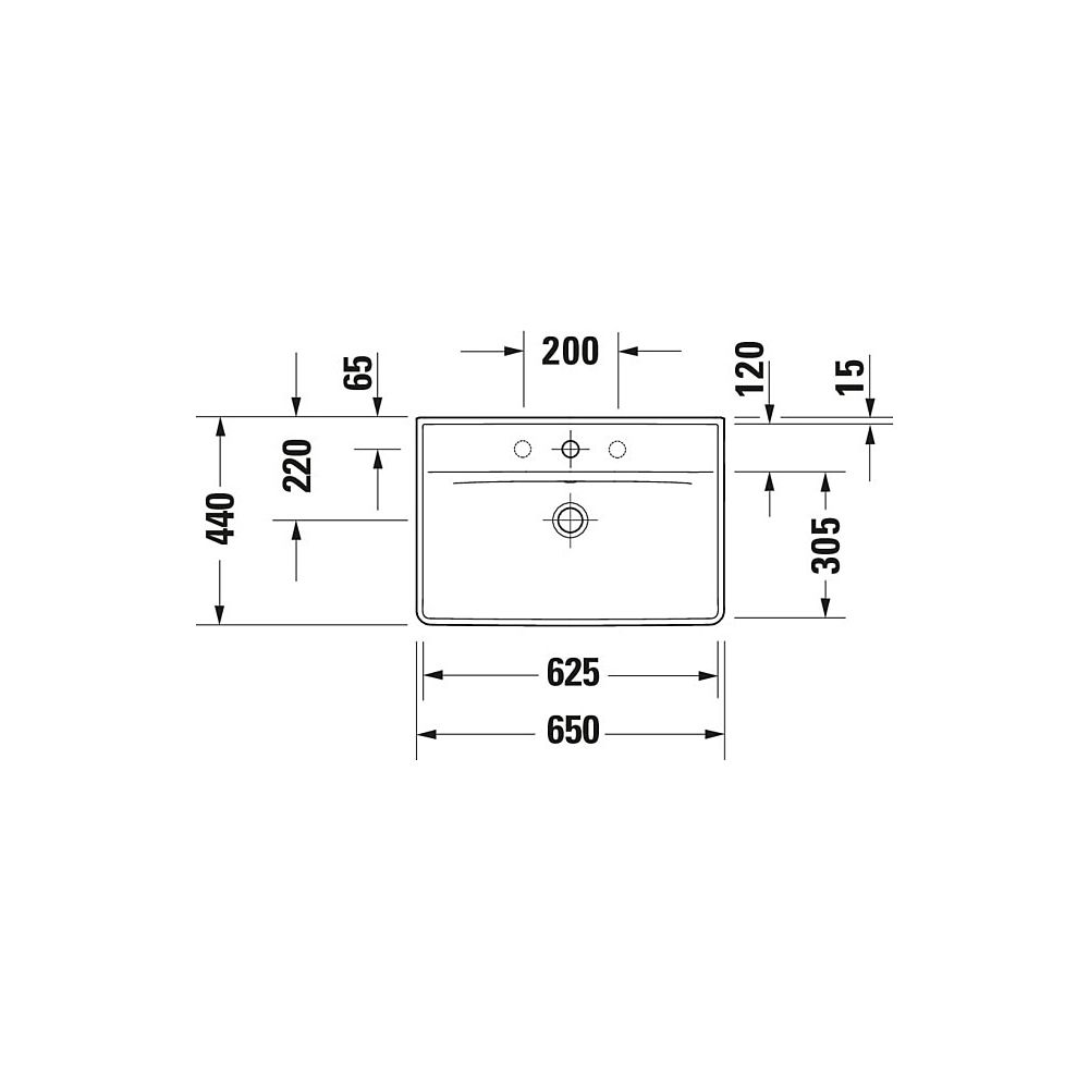 Duravit D-Neo Waschtisch 440x650x165mm wandhäng., Weiß Hochglanz, Rechteckig, 1 Wa... DURAVIT-2366650000 4063382016607 (Abb. 10)