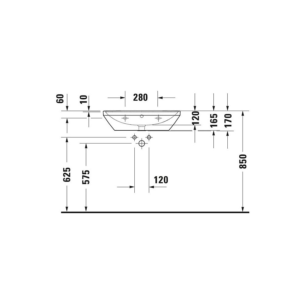 Duravit D-Neo Waschtisch 440x650x165mm wandhäng., Weiß Hochglanz, Rechteckig, 1 Wa... DURAVIT-2366650000 4063382016607 (Abb. 11)