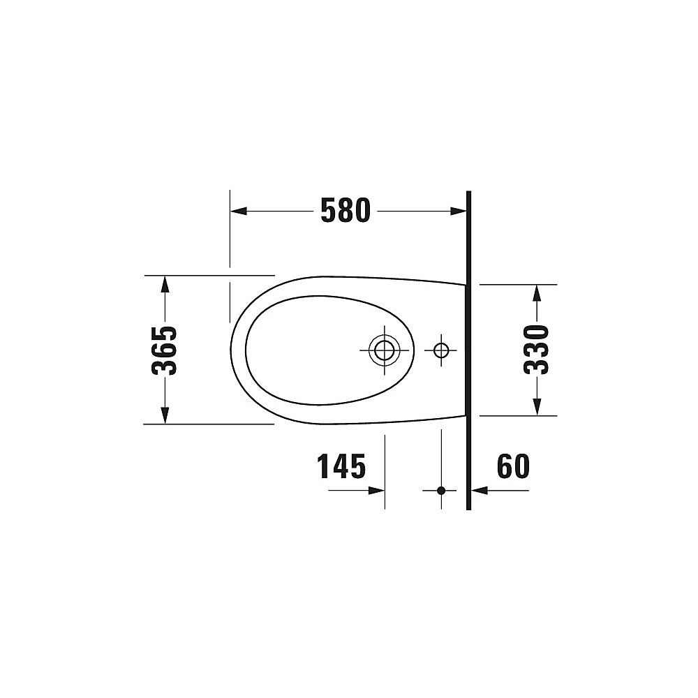Duravit Architec Wandbidet 580x365x290mm, Weiß Hochglanz, 1 HL, HLB, Überlauf, verd... DURAVIT-2531150000 4021534434389 (Abb. 3)