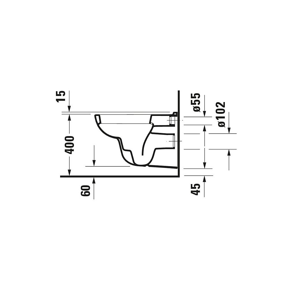 Duravit D-Code Wand-WC 545x355x355mm, Weiß Hochglanz, 4,5l, Tiefspüler, geschlosse... DURAVIT-2535090000 4021534842757 (Abb. 27)
