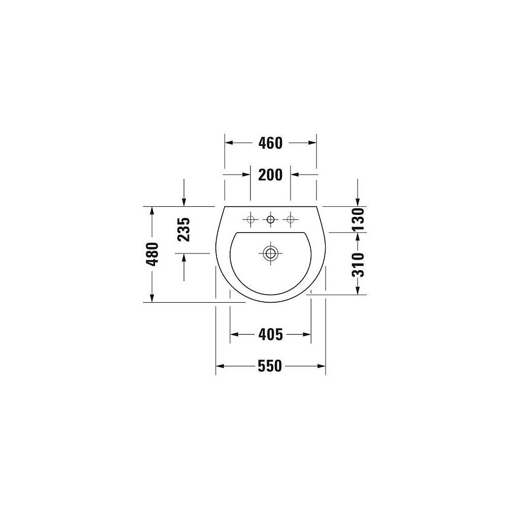 Duravit Waschtisch Darling New 480x550x175mm wandh. Weiß Hochglanz, Halbrund, Wond... DURAVIT-26215500001 4021534606120 (Abb. 3)