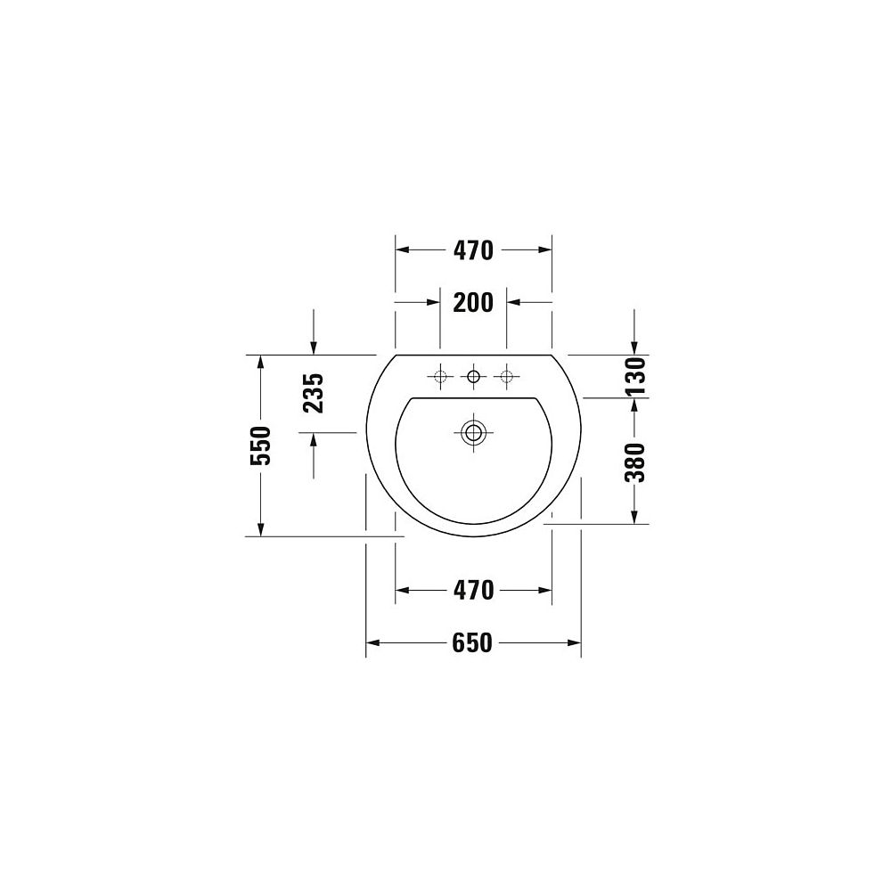 Duravit Waschtisch Darling New 550x650x185mm wandh. Weiß Hochglanz, Halbrund, Wond... DURAVIT-26216500001 4021534606243 (Abb. 2)