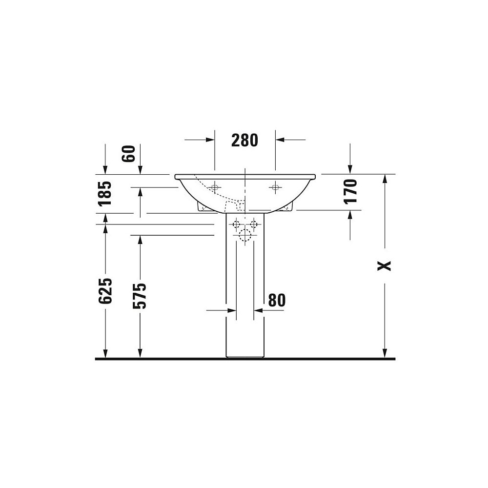 Duravit Waschtisch Darling New 550x650x185mm wandh. Weiß Hochglanz, Halbrund, Wond... DURAVIT-26216500001 4021534606243 (Abb. 3)