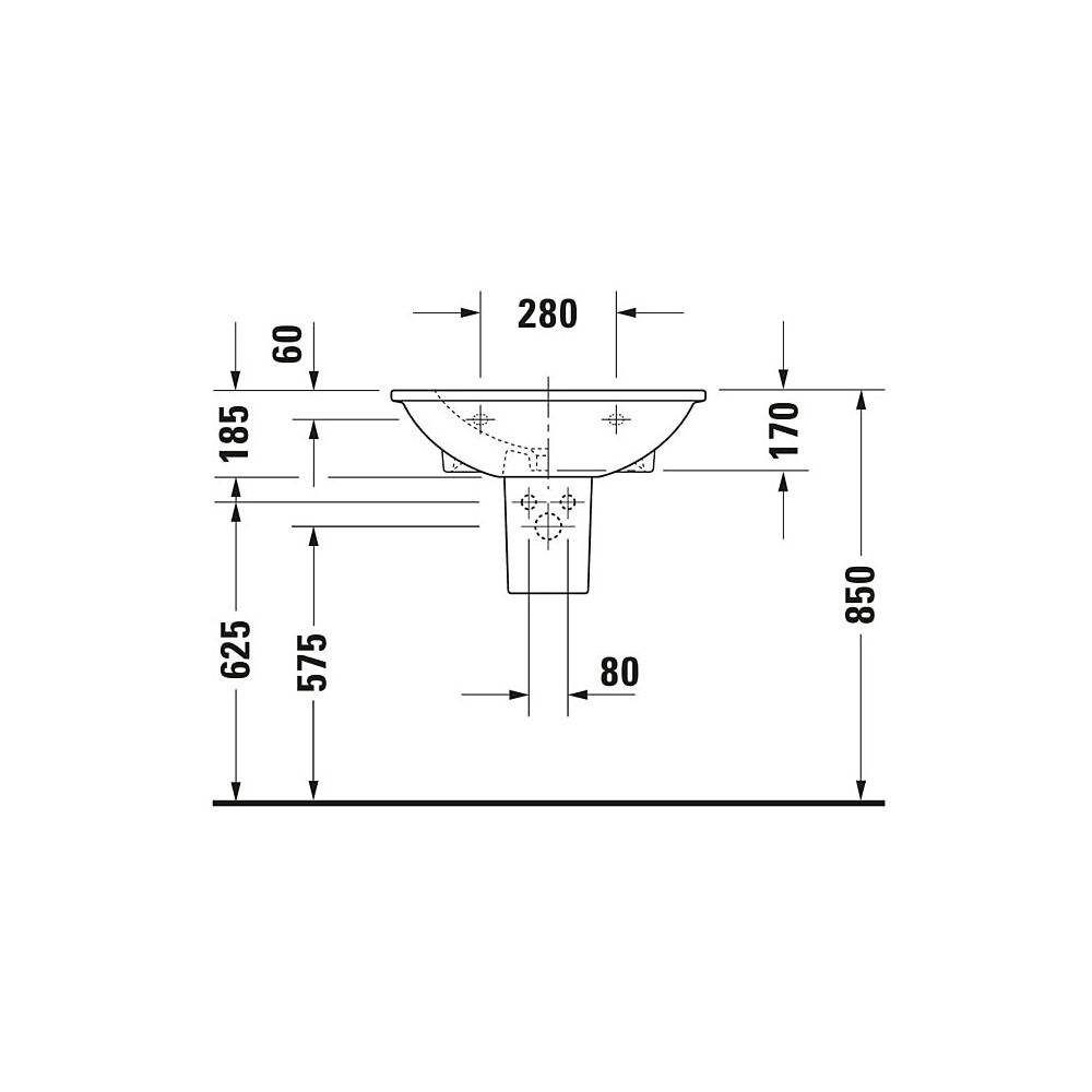 Duravit Waschtisch Darling New 550x650x185mm wandh. Weiß Hochglanz, Halbrund, Wond... DURAVIT-26216500001 4021534606243 (Abb. 4)