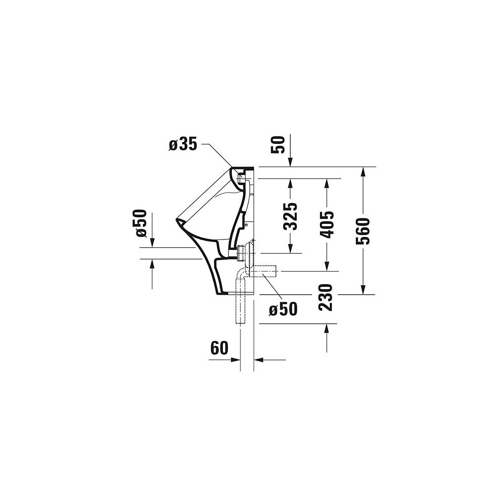 Duravit DuraStyle Urinal 340x300x560mm Weiß Hochglanz WonderGliss, geschlossen, Ab... DURAVIT-28043000001 4021534863806 (Abb. 4)