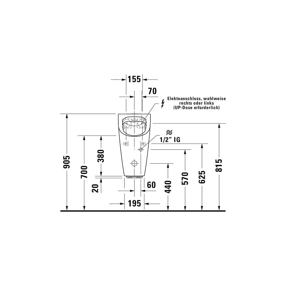 Duravit ME by Starck Elektronisches Urinal 350x300x605mm, Weiß Hochglanz, Batterie,... DURAVIT-2809310000 4053424052373 (Abb. 7)