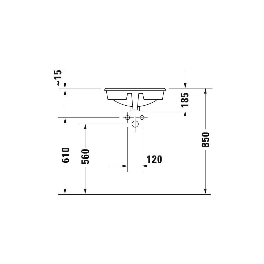 Duravit Design Classics Einbauwaschtisch 480x480x185mm, Weiß Hochglanz, mit HLB/Übe... DURAVIT-5220480000 4021534138966 (Abb. 3)