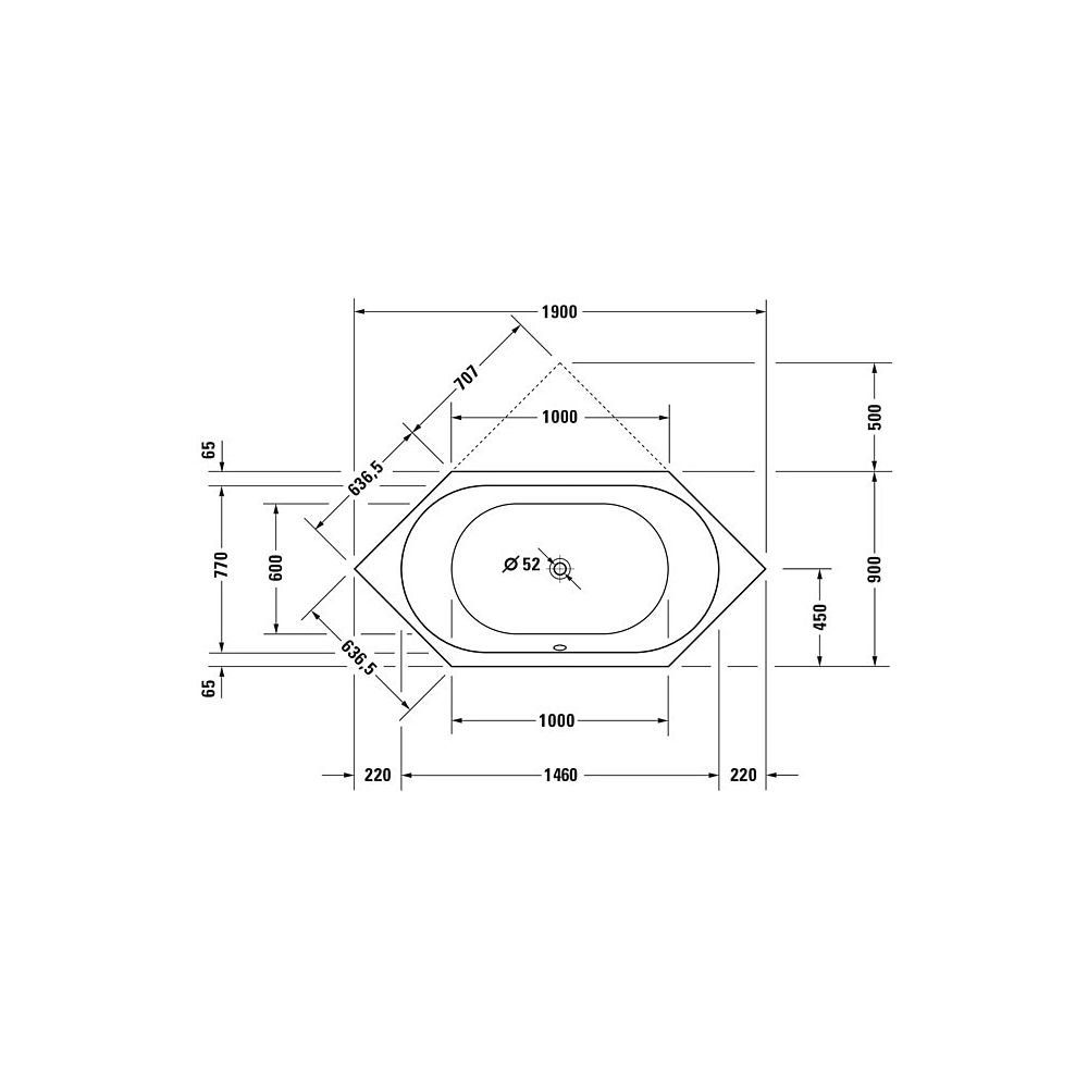 Duravit D-Code Badewanne 420x900x1900mm, 140l, Weiß glänzend, Sechseckig, Einb... DURAVIT-700138000000000 4021534394294 (Abb. 3)