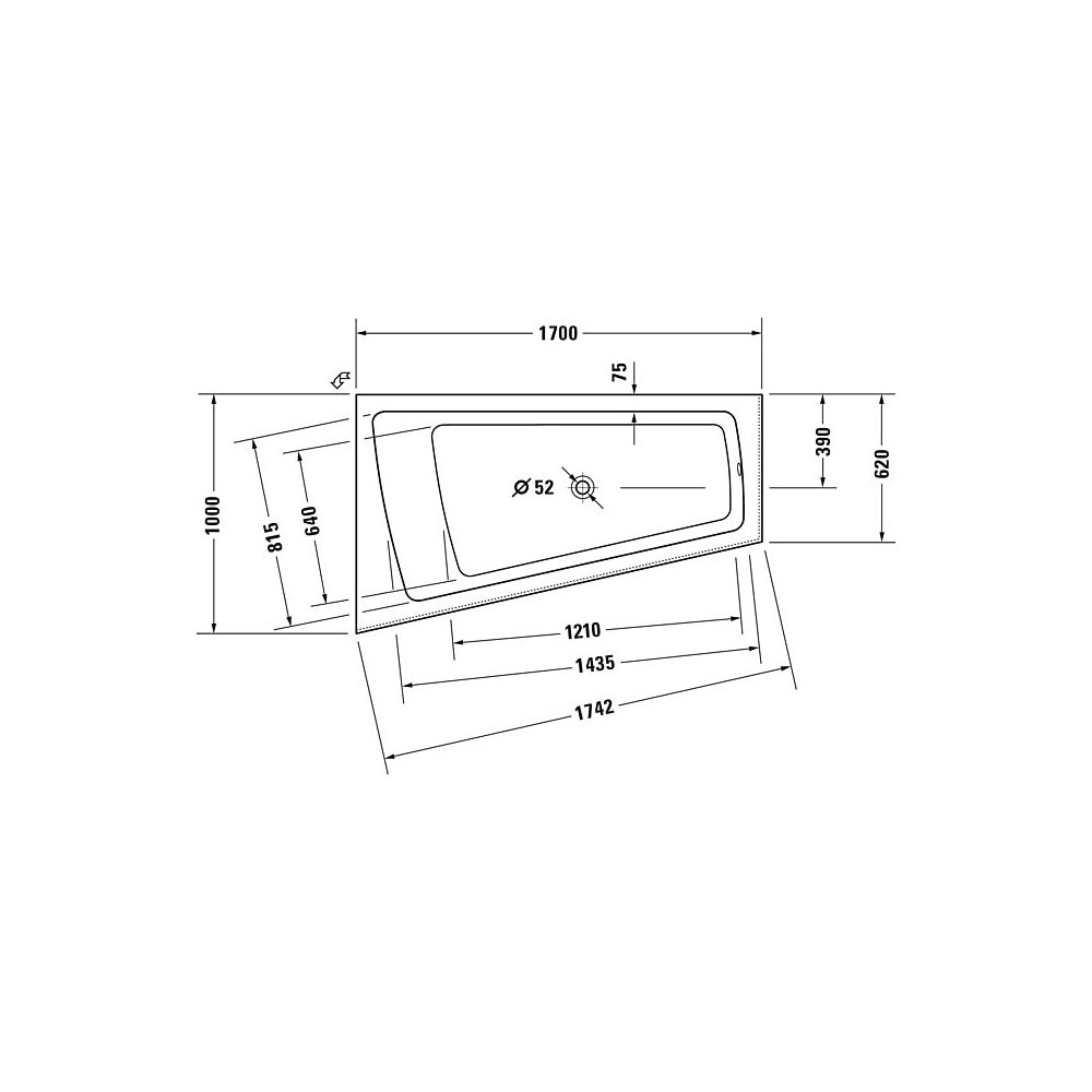 Duravit Paiova Badewanne 480x1000x1700mm, 170l, Weiß glänzend, Trapezförmig, E... DURAVIT-700264000000000 4021534640179 (Abb. 3)