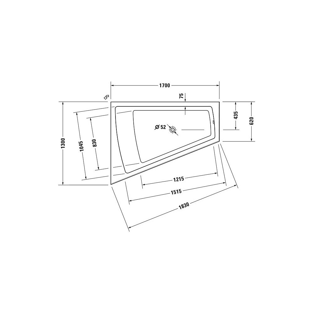 Duravit Paiova Badewanne 480x1300x1700mm, 225l, Weiß glänzend, Trapezförmig, E... DURAVIT-700266000000000 4021534640193 (Abb. 5)